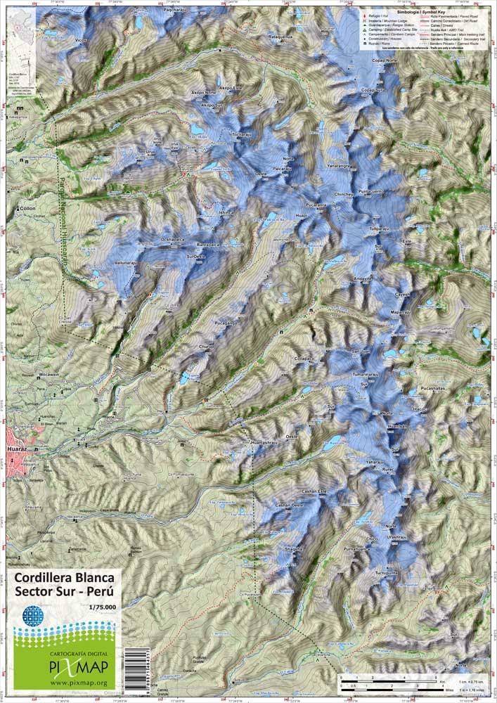 MAPA TOPOGRAFICO SKYLINE CORDILLERA BLANCA SUR