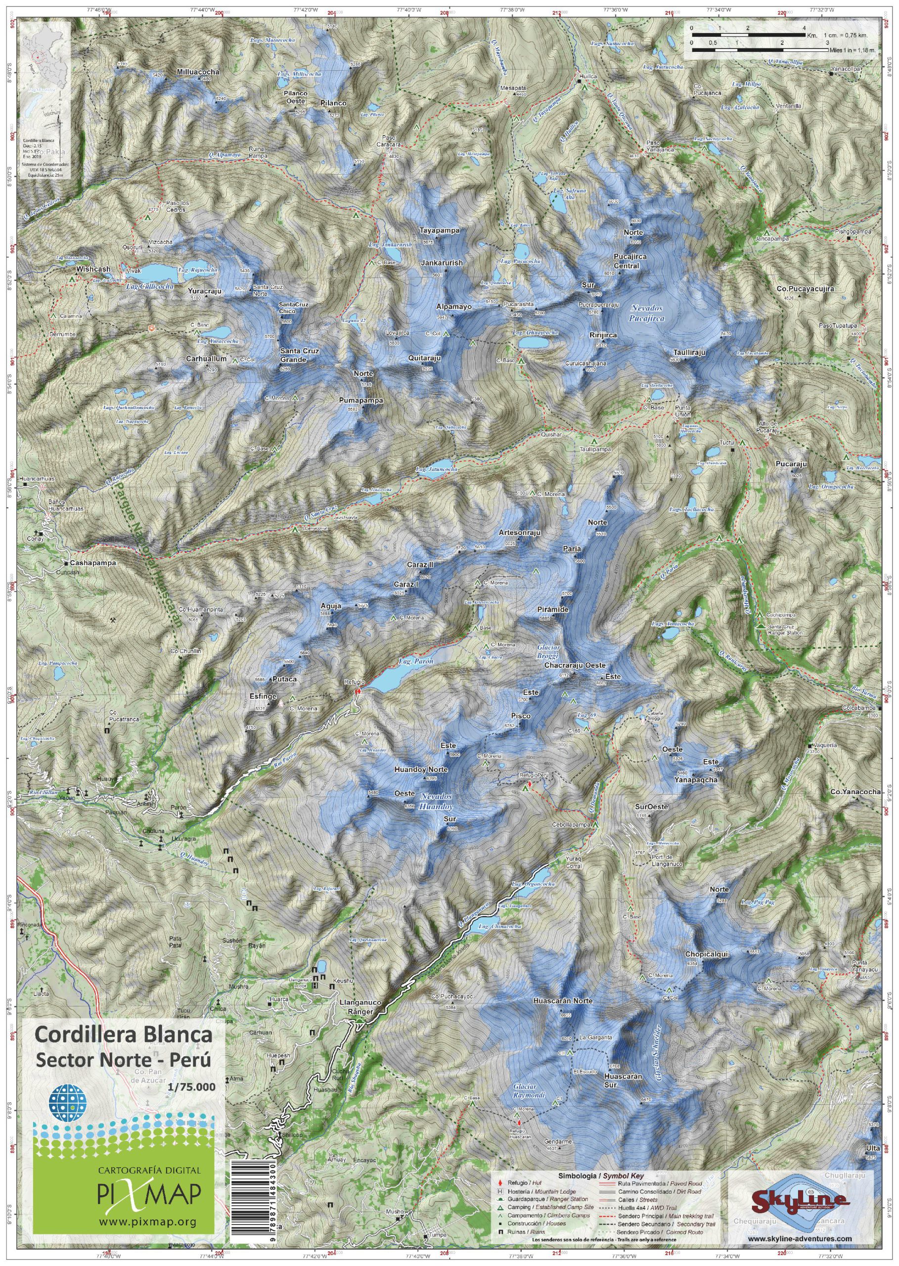 MAPA TOPOGRAFICO SKYLINE CORDILLERA BLANCA NORTE